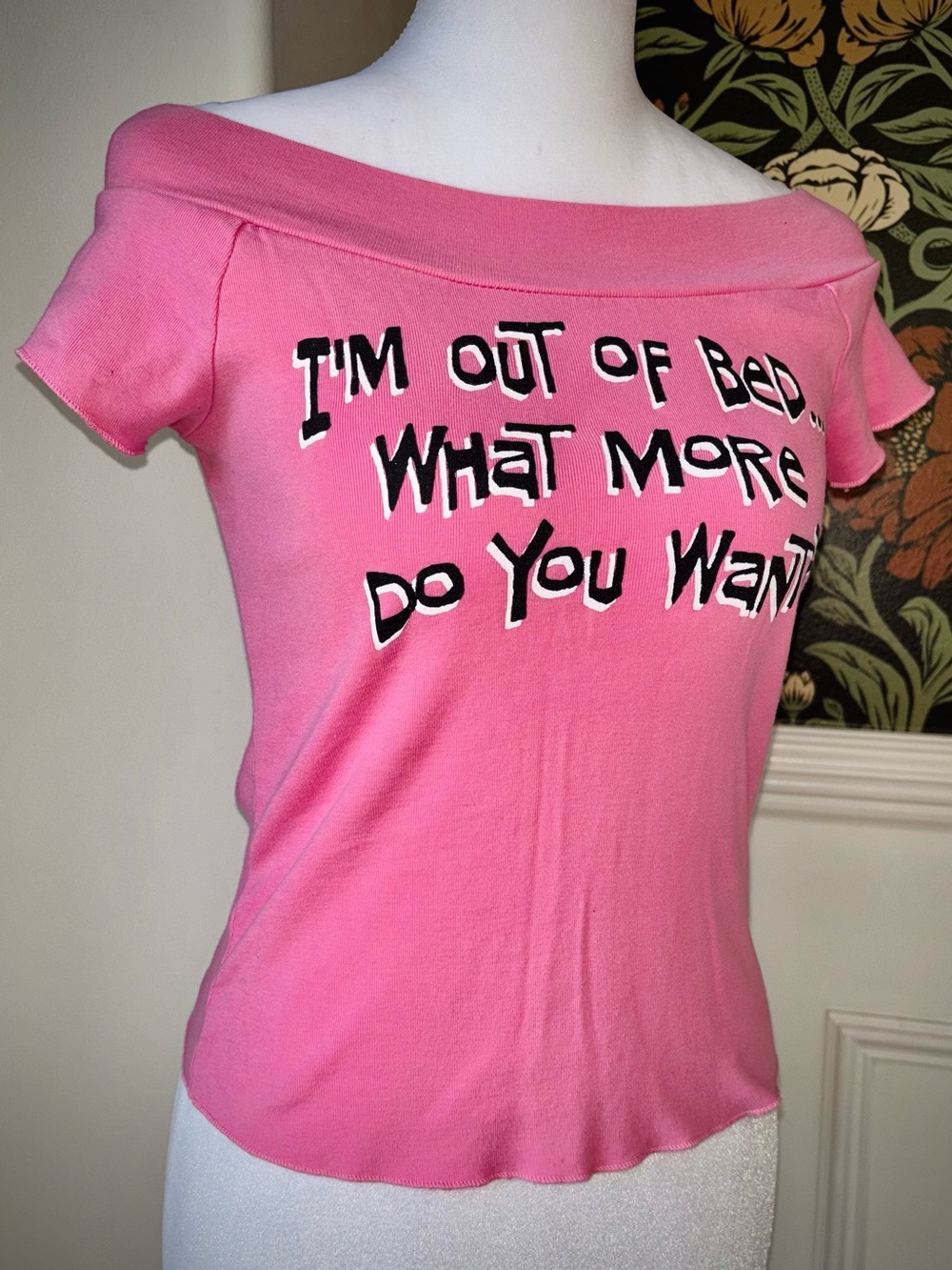 Y2K Self Esteem Pink Graphic Bardot Baby Tee